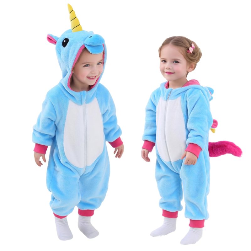 Infant And Toddler Halloween Cosplay Costume Kids' Animal Outfit Snowsuit(12-18 Months,Blue Unicorn)