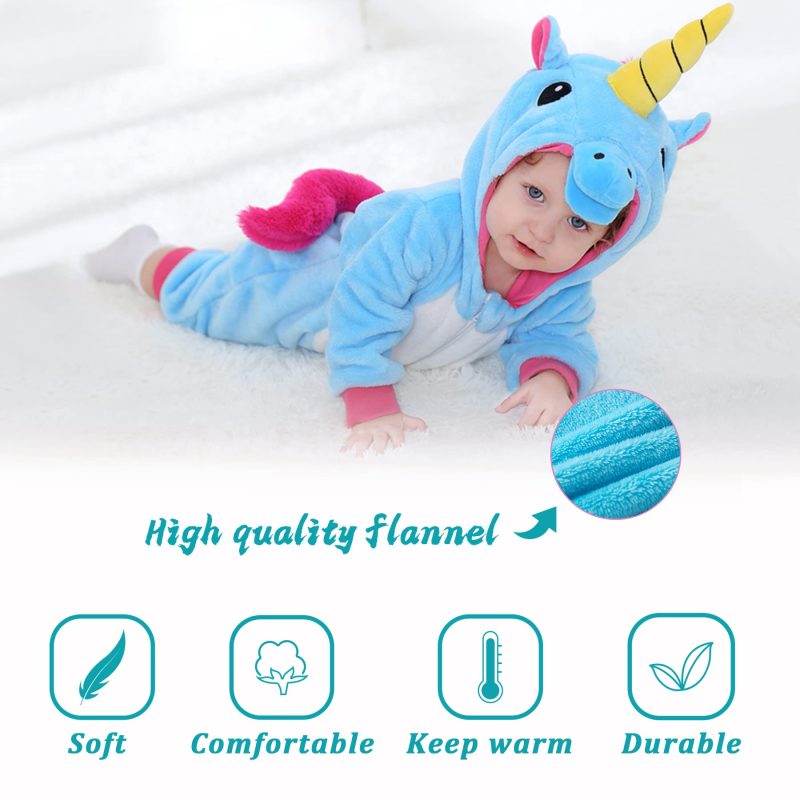 Infant And Toddler Halloween Cosplay Costume Kids' Animal Outfit Snowsuit(12-18 Months,Blue Unicorn) - Image 4