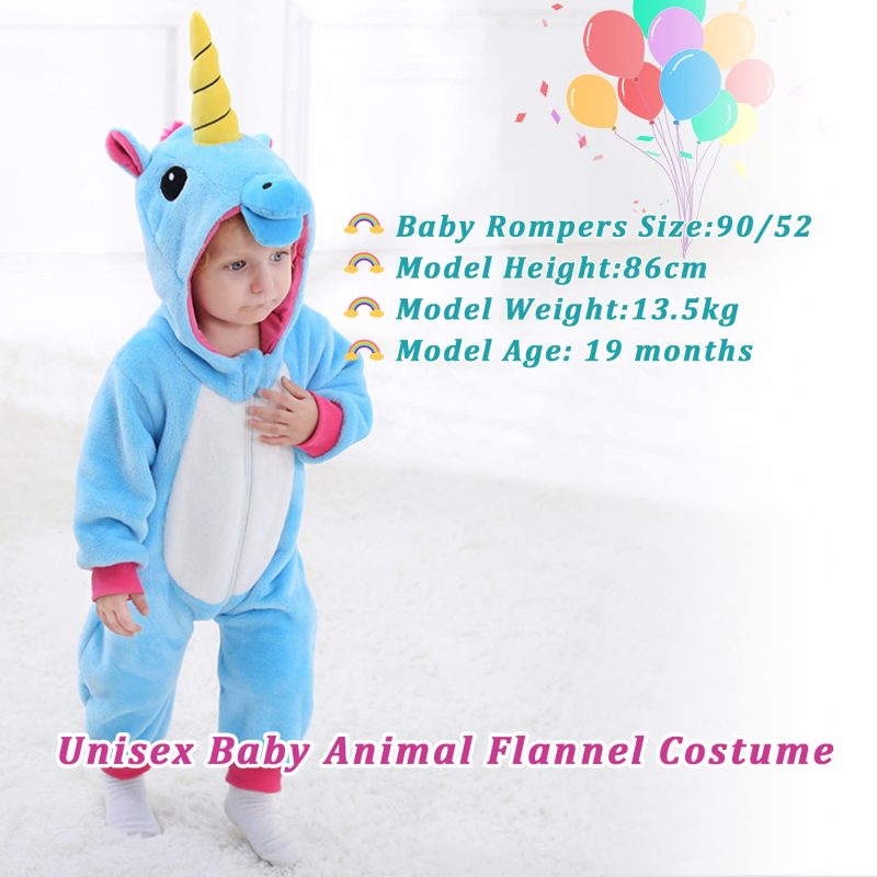Infant And Toddler Halloween Cosplay Costume Kids' Animal Outfit Snowsuit(12-18 Months,Blue Unicorn) - Image 3