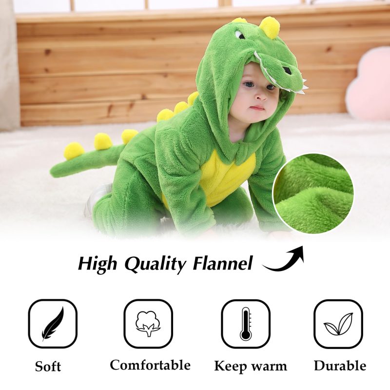 Infant And Toddler Halloween Cosplay Costume Kids' Animal Outfit Snowsuit(6-12 Months,Green Dinosaur) - Image 5