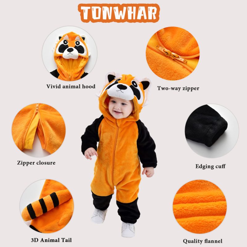 Infant And Toddler Halloween Cosplay Costume Kids' Animal Outfit Snowsuit(18-24 Months,Raccoon) - Image 6
