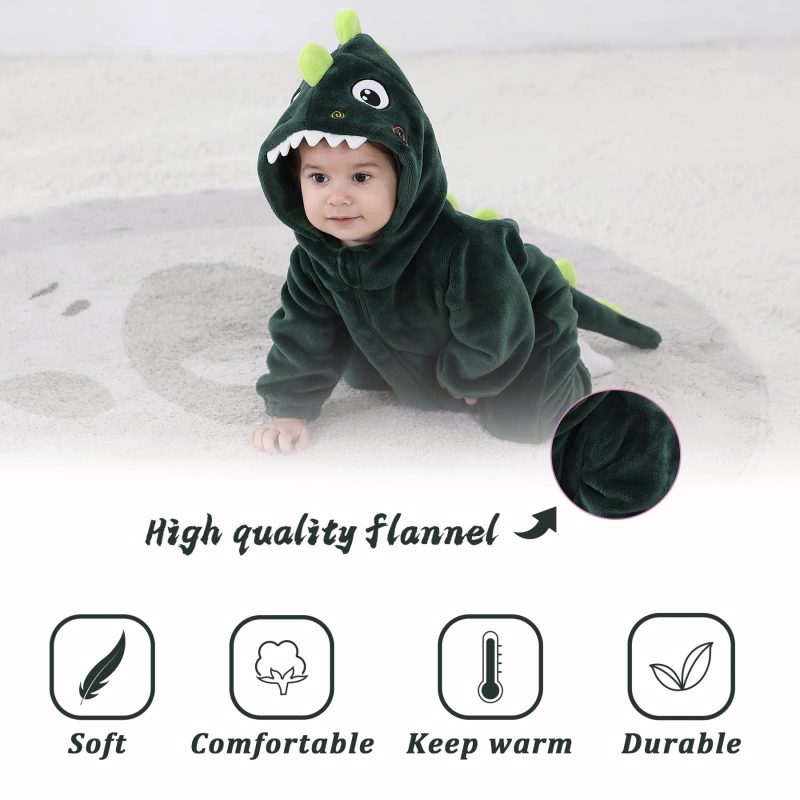 DAYIT Infant And Toddler Halloween Cosplay Costume Kids' Animal Outfit Snowsuit(3-6 Months,Dark Green Dinosaur) - Image 4