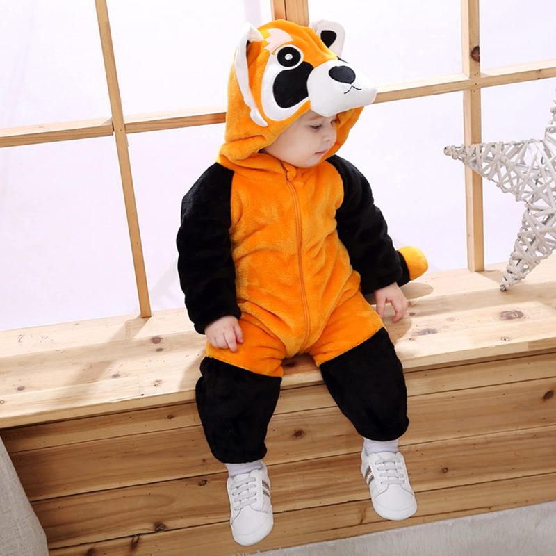 Infant And Toddler Halloween Cosplay Costume Kids' Animal Outfit Snowsuit(18-24 Months,Raccoon) - Image 2