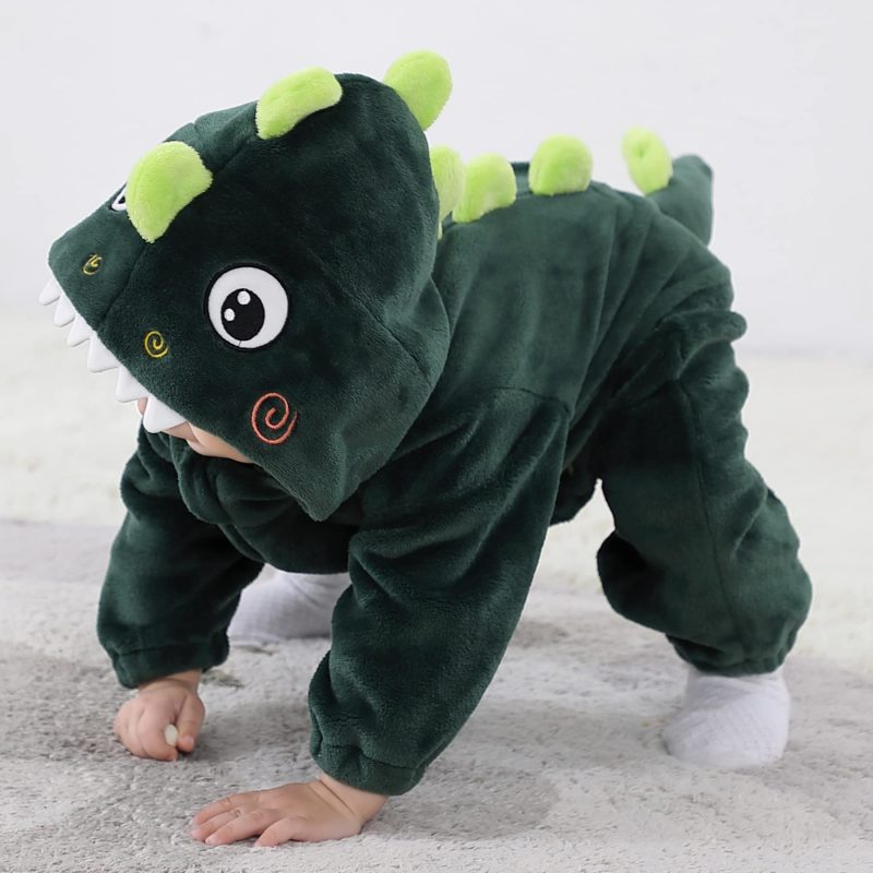 DAYIT Infant And Toddler Halloween Cosplay Costume Kids' Animal Outfit Snowsuit(3-6 Months,Dark Green Dinosaur) - Image 2