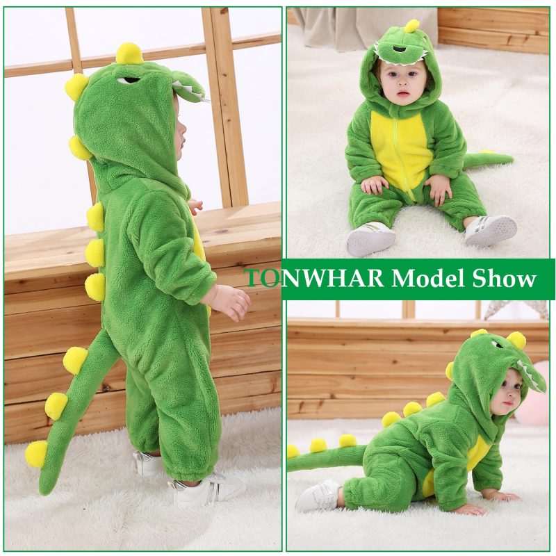 Infant And Toddler Halloween Cosplay Costume Kids' Animal Outfit Snowsuit(6-12 Months,Green Dinosaur) - Image 7