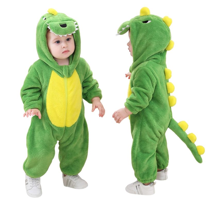 Infant And Toddler Halloween Cosplay Costume Kids' Animal Outfit Snowsuit(6-12 Months,Green Dinosaur)