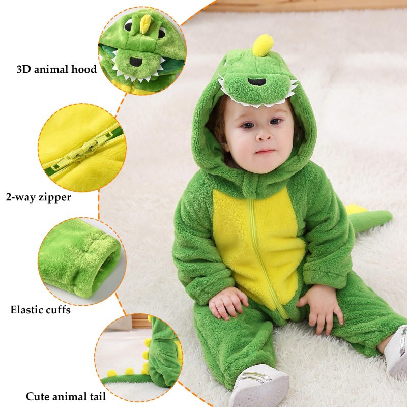 Infant And Toddler Halloween Cosplay Costume Kids' Animal Outfit Snowsuit(6-12 Months,Green Dinosaur) - Image 6