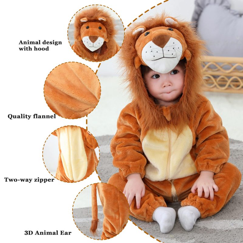 Infant And Toddler Halloween Cosplay Costume Kids' Animal Outfit Snowsuit(2-3T,Lion) - Image 5