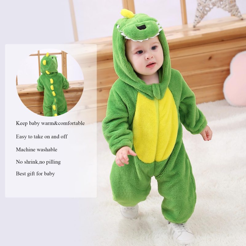 Infant And Toddler Halloween Cosplay Costume Kids' Animal Outfit Snowsuit(6-12 Months,Green Dinosaur) - Image 4