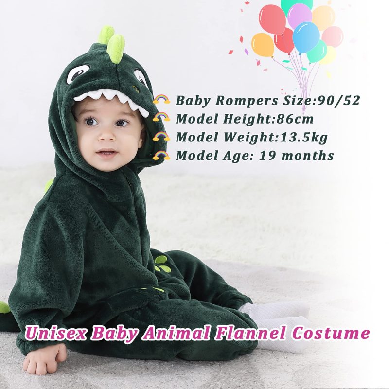 DAYIT Infant And Toddler Halloween Cosplay Costume Kids' Animal Outfit Snowsuit(3-6 Months,Dark Green Dinosaur) - Image 3