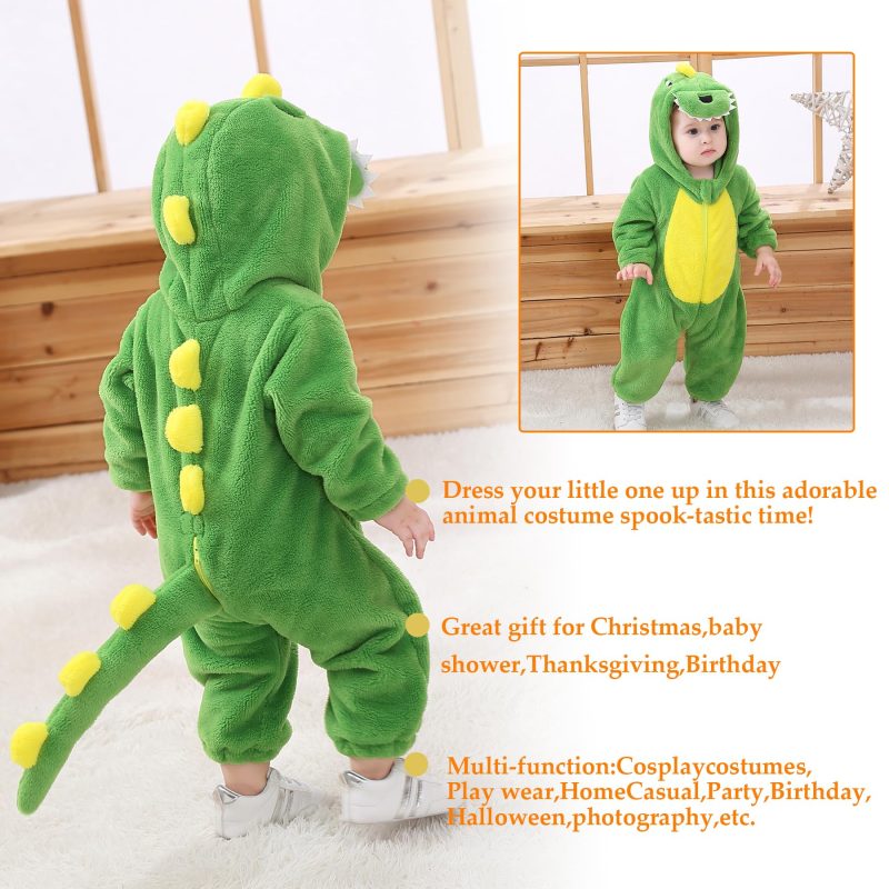 Infant And Toddler Halloween Cosplay Costume Kids' Animal Outfit Snowsuit(6-12 Months,Green Dinosaur) - Image 3