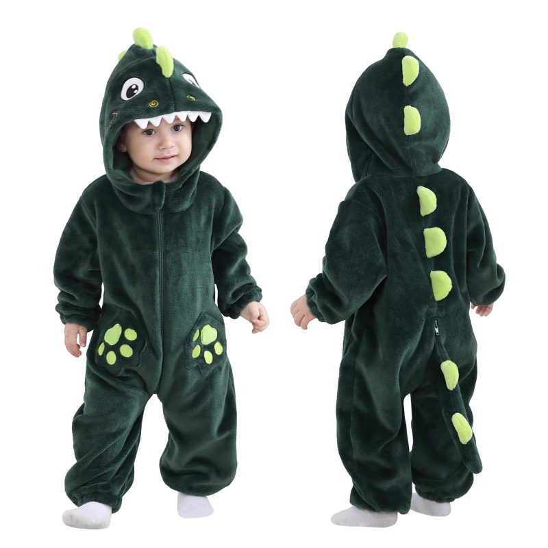 DAYIT Infant And Toddler Halloween Cosplay Costume Kids' Animal Outfit Snowsuit(3-6 Months,Dark Green Dinosaur)